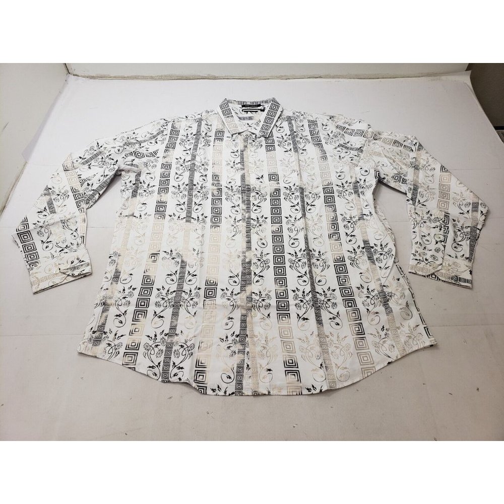 Deer Lady Mens Shirt Short Sleeve Collared Button Up Floral Print White Size XL